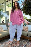 Sandbar Linen Blend Pop Over Shirt Indian Pink